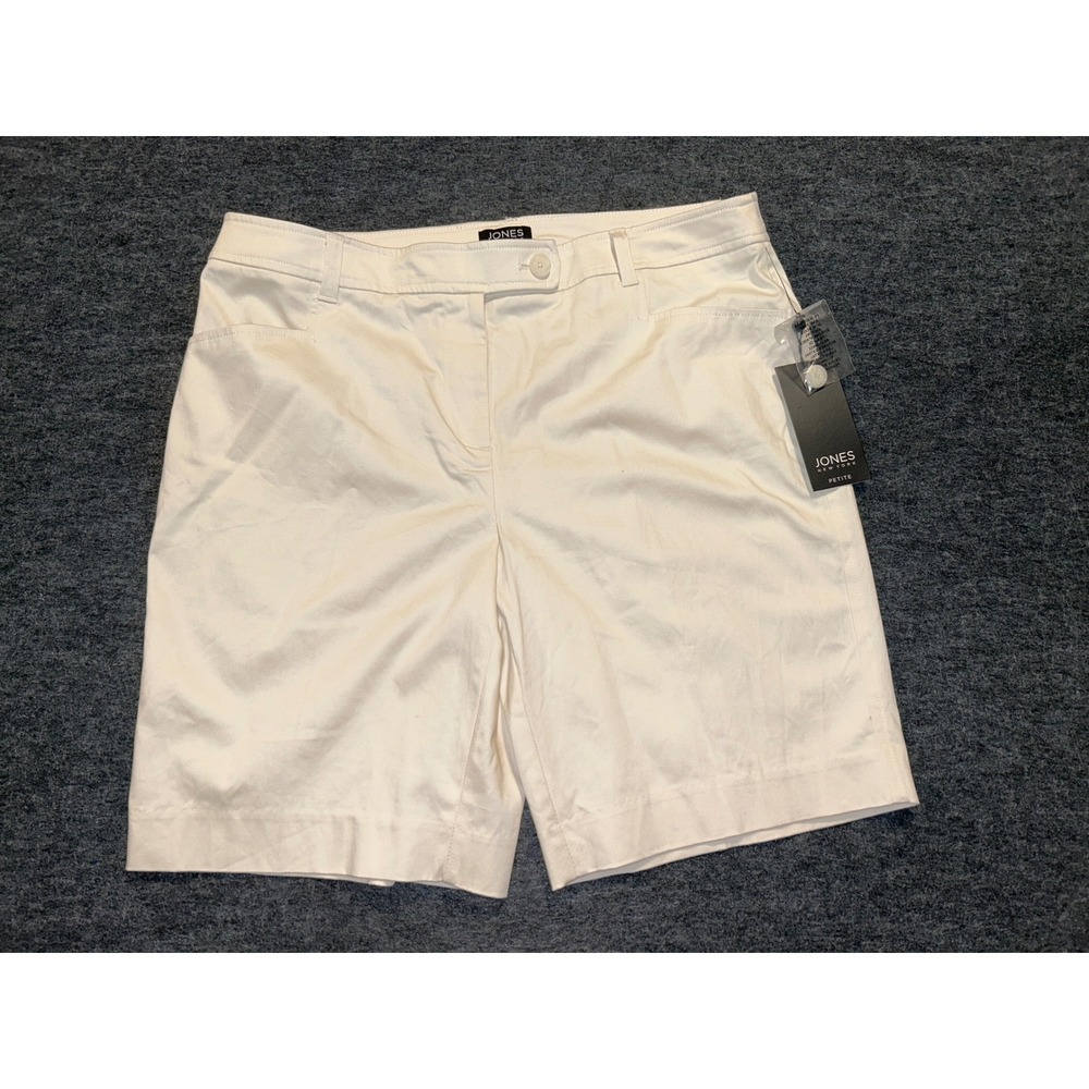 Jones New York Shorts Womens 10 Petite Cream White New Cotton Chino Pockets
